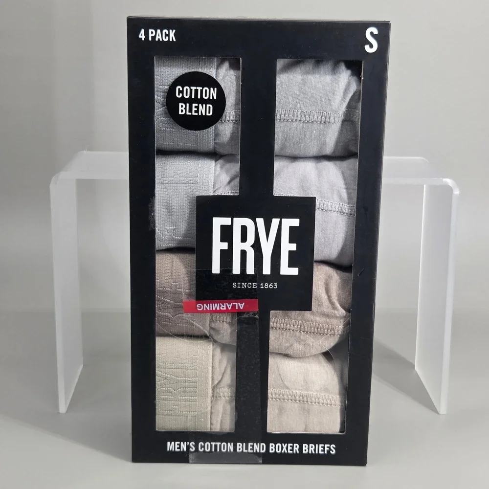 Frye Boxer Briefs Mens Small 4 Pack Cotton Blend Taupe Grey Neutral Essentials